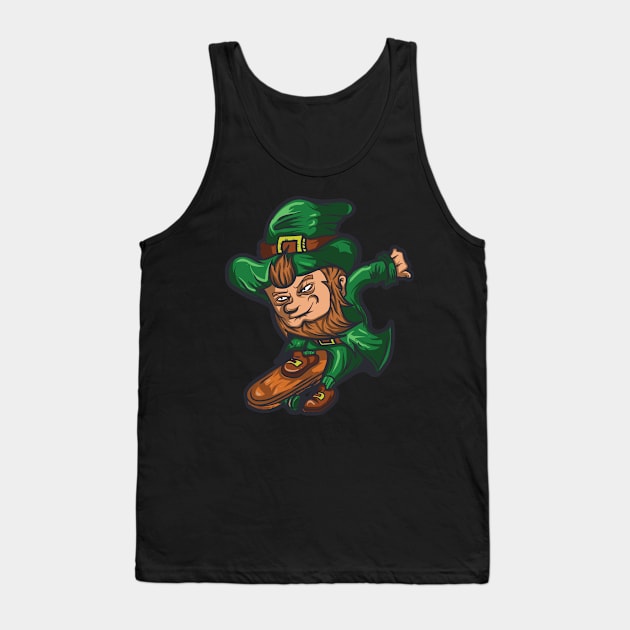 Leprechaun Skateboard T Shirt St. Patrick's Day Irish Clover Tank Top by jkshirts